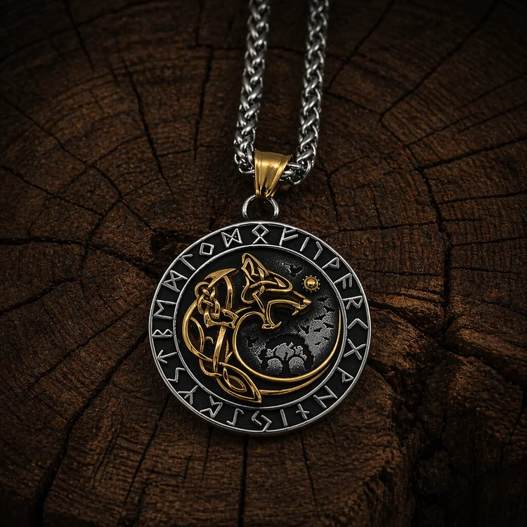 Golden Giant Wolf Necklace - Fenrir