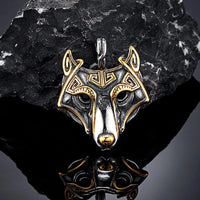Golden Fenrir mask necklace