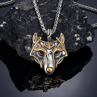 Golden Fenrir mask necklace