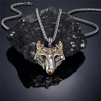 Golden Fenrir mask necklace