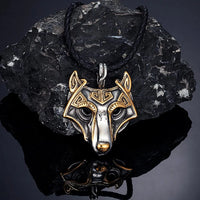 Golden Fenrir mask necklace