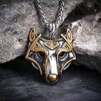 Golden Fenrir mask necklace