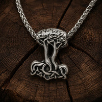 Mjolnir Necklace in the Shape of Yggdrasil