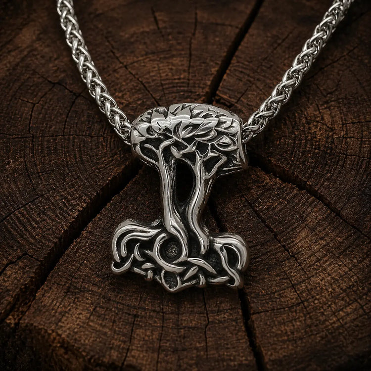 Mjolnir Necklace in the Shape of Yggdrasil