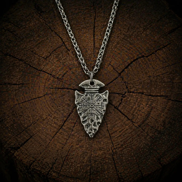 Viking Spearhead Necklace - Vegvisir Symbol