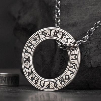 925 Sterling Silver Viking Necklace - Runic Circle
