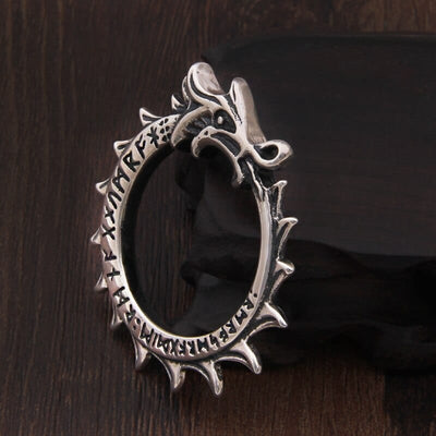 925 Sterling Silver Pendant - Ouroboros Rune