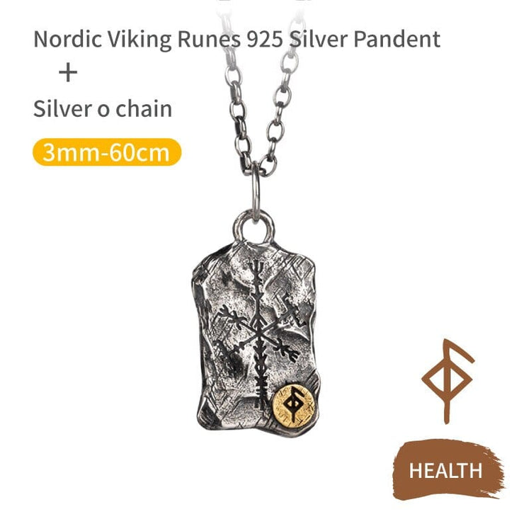 925 Sterling Silver Viking Necklace - Runic Stele
