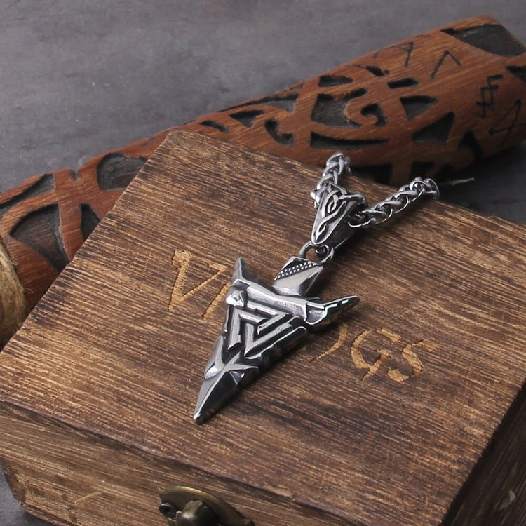 Viking Necklace "Odin's Lance Valknut Necklace
