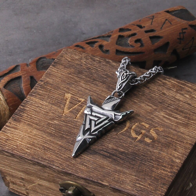 Viking Necklace \"Odin's Lance Valknut Necklace