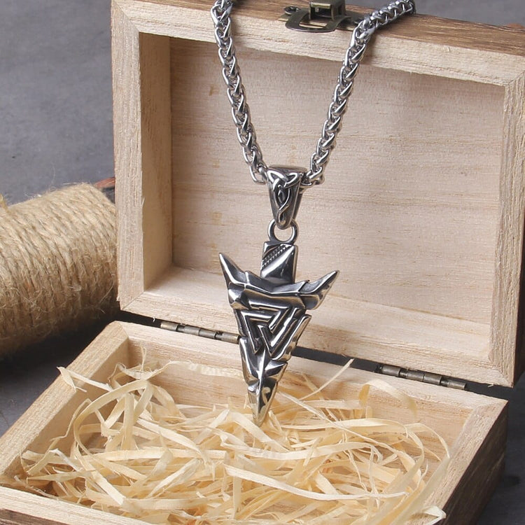 Viking Necklace \"Odin's Lance Valknut Necklace