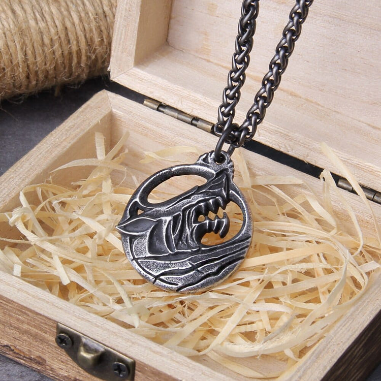 Pendant of the indomitable Fenrir\" Viking necklace