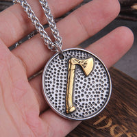 Viking Necklace \"Runic and Valknut Sun Pendant