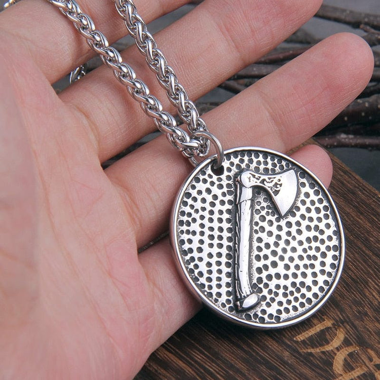 Viking Necklace \"Runic and Valknut Sun Pendant