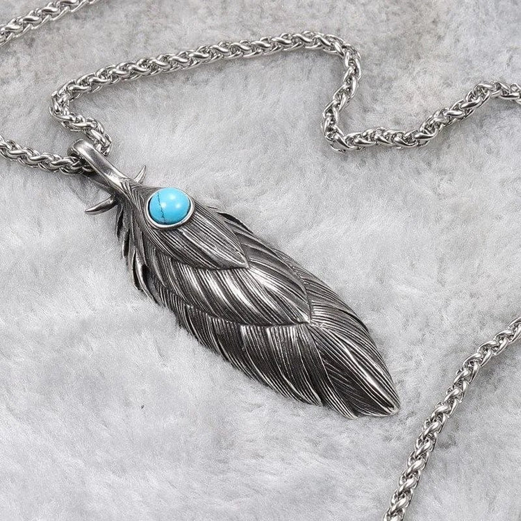 Eternal feather viking necklace