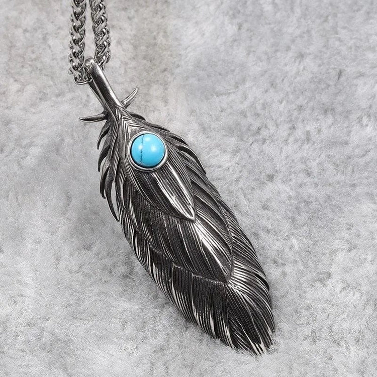 Eternal feather viking necklace