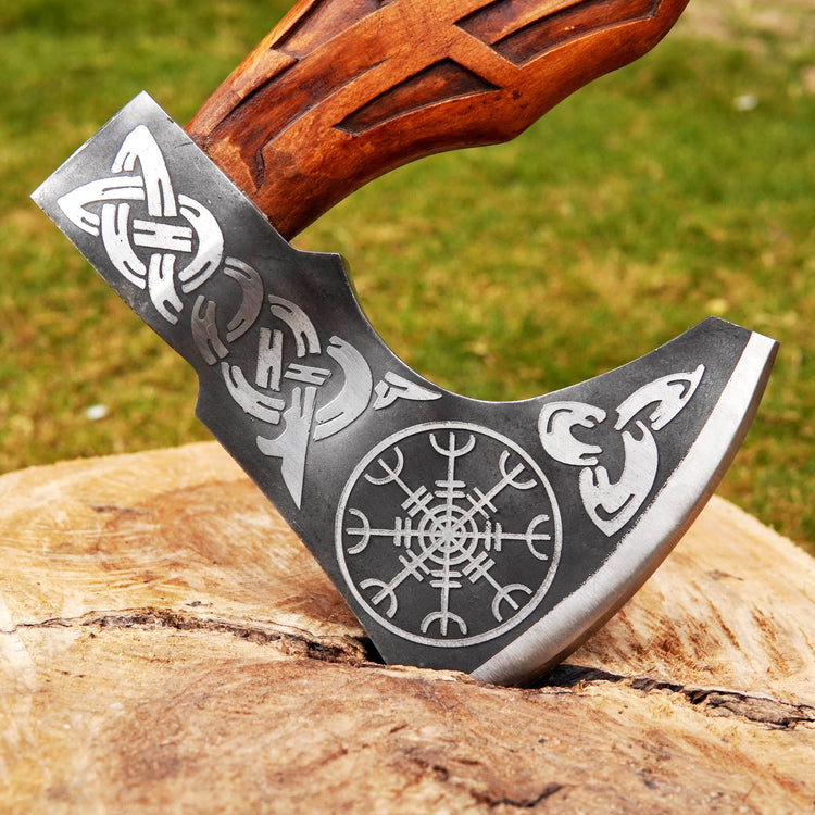 Viking Warrior Axe - \"Wrath of Huginn and Muninn