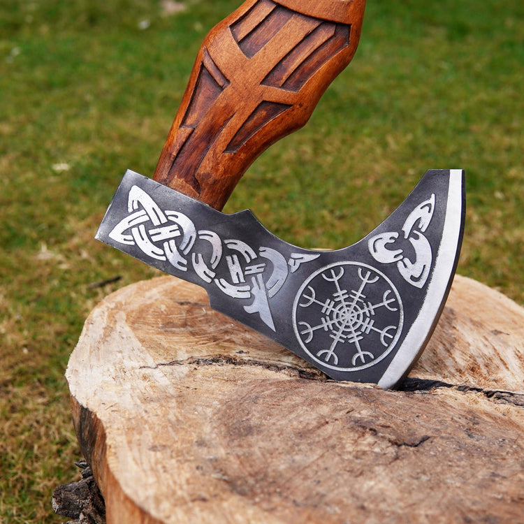 Viking Warrior Axe - \"Wrath of Huginn and Muninn