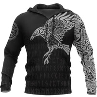 Majestic Raven - Sacred Symbols of Odin\" Viking Hoodie