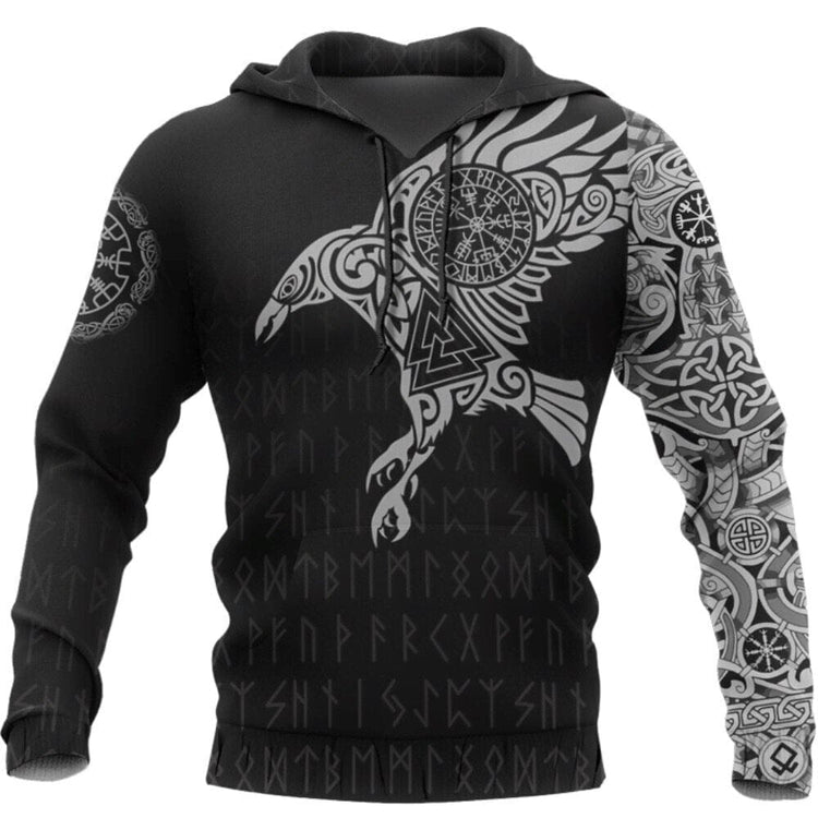 Majestic Raven - Sacred Symbols of Odin" Viking Hoodie