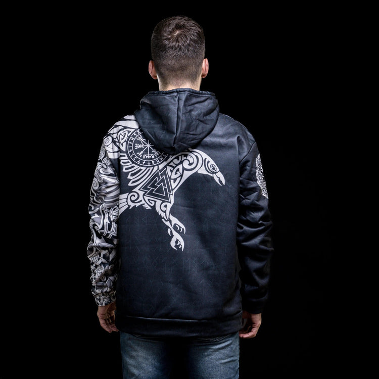 Majestic Raven - Sacred Symbols of Odin\" Viking Hoodie