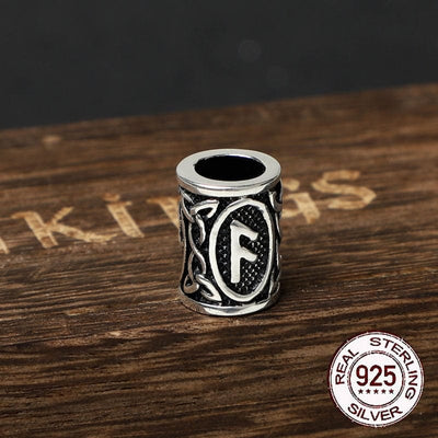 925 Sterling Silver Viking Beard Beads - Runes Collection