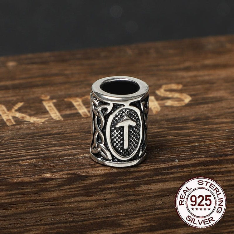 925 Sterling Silver Viking Beard Beads - Runes Collection