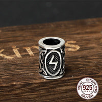 925 Sterling Silver Viking Beard Beads - Runes Collection