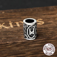 925 Sterling Silver Viking Beard Beads - Runes Collection