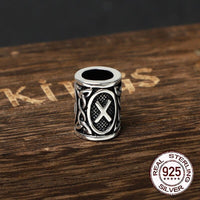 925 Sterling Silver Viking Beard Beads - Runes Collection