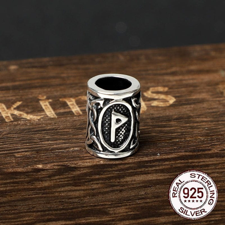 925 Sterling Silver Viking Beard Beads - Runes Collection