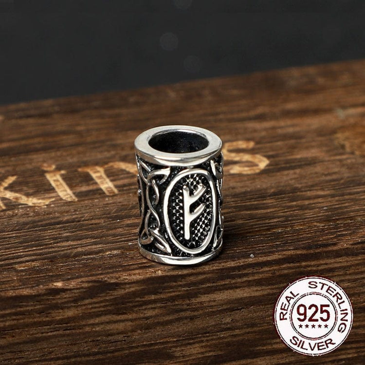 925 Sterling Silver Viking Beard Beads - Runes Collection