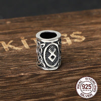 925 Sterling Silver Viking Beard Beads - Runes Collection