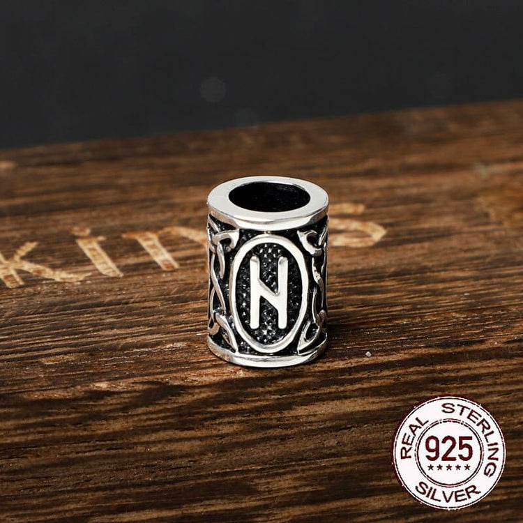 925 Sterling Silver Viking Beard Beads - Runes Collection