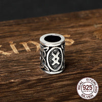 925 Sterling Silver Viking Beard Beads - Runes Collection