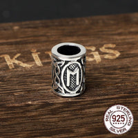 925 Sterling Silver Viking Beard Beads - Runes Collection