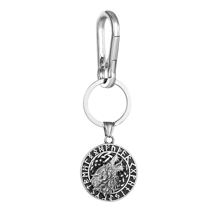 Fenrir's roar silver key ring