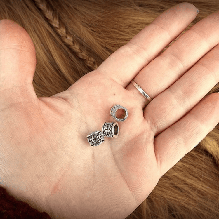 3 Viking Hair Beads - Silver - Hair or Beard Jewelry