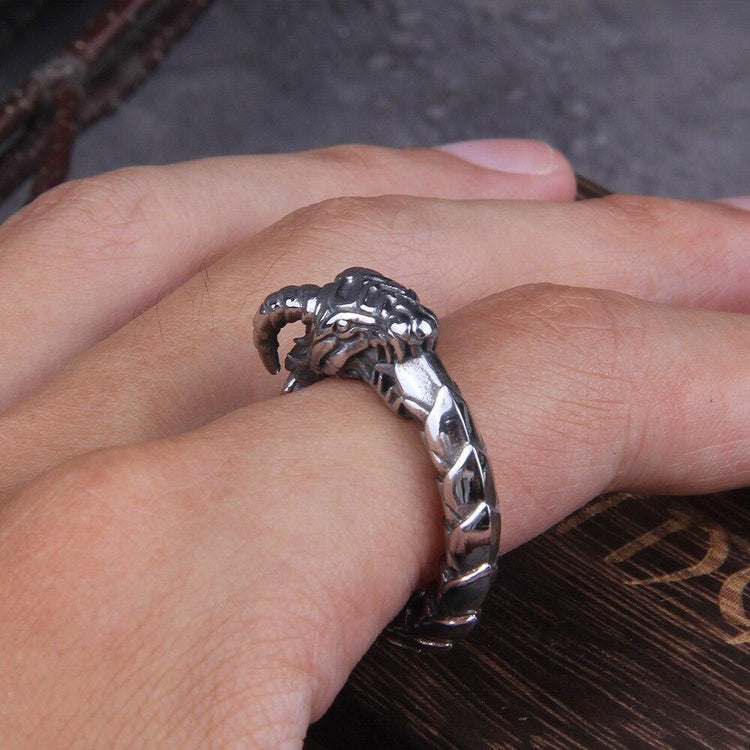 Stainless steel snake ring - Ouroboros