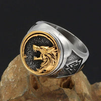 Viking wolf head ring - stainless steel