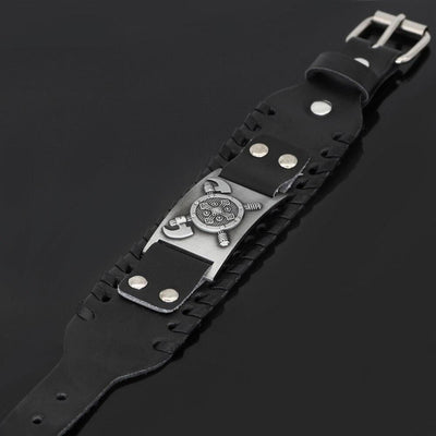 Leather Viking Shield Bracelet