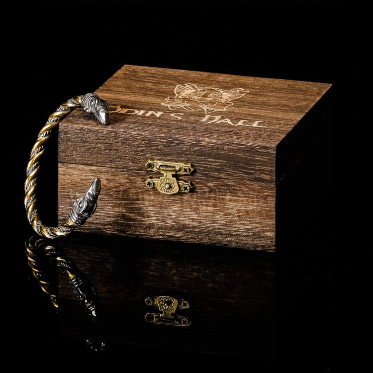 Viking Loyalty Bracelet - Odin's Crows Gold and Silver