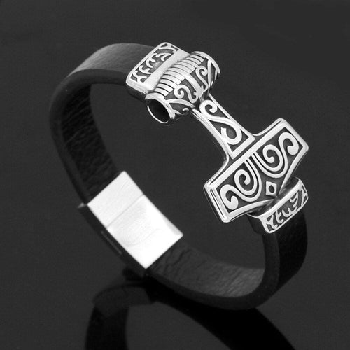 Bracelet Bracelet en cuir marteau de Thor - Mjolnir - Odins Hall