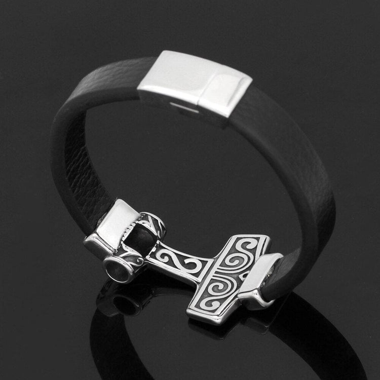 Leather Bracelet Thor's Hammer - Mjolnir