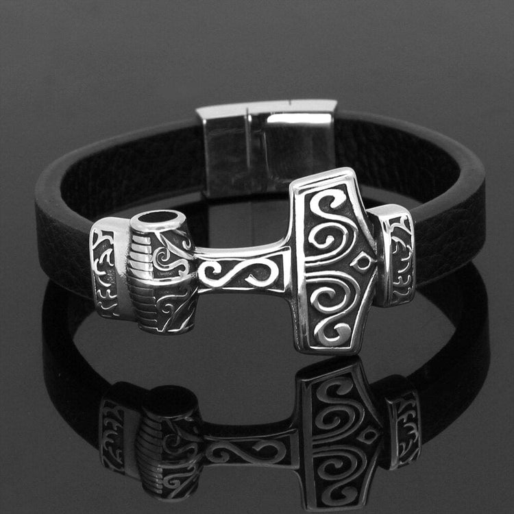 Leather Bracelet Thor's Hammer - Mjolnir