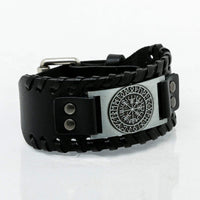 Leather Bracelet Black - Rune Viking