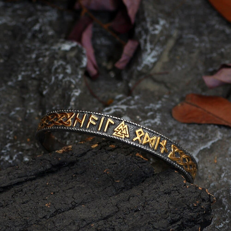 Valknut bracelet with runes