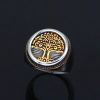 Golden Tree of Life signet ring - stainless steel