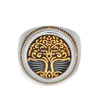 Golden Tree of Life signet ring - stainless steel