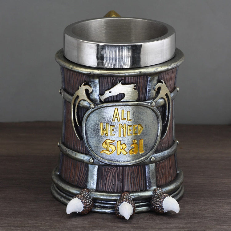 Viking mug \"All we need skal\" in resin